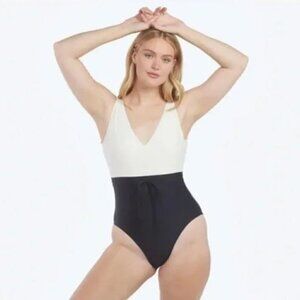 summersalt Tie Waist Backflip 6 White Black Colorblock‎ One Piece Swimsuit